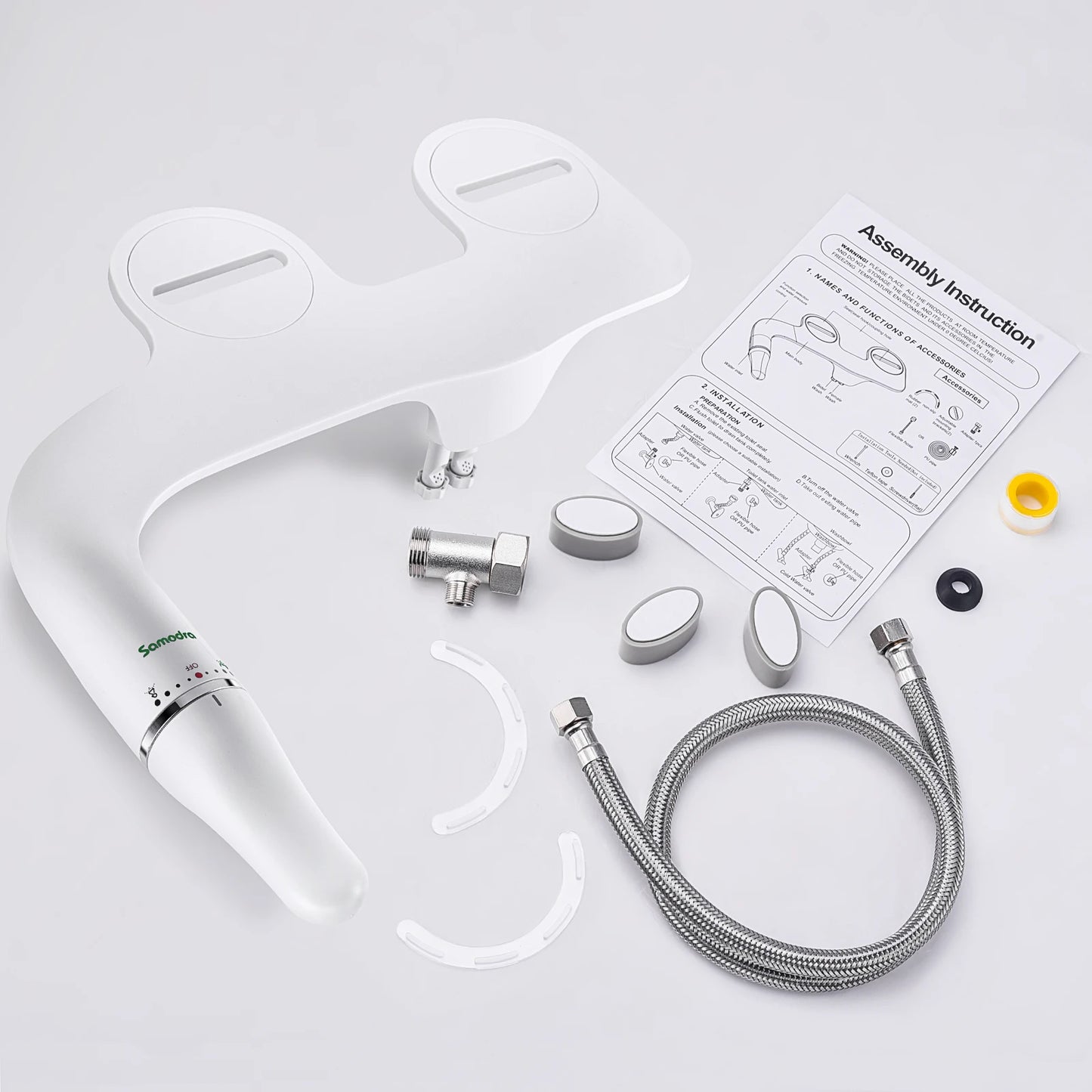 SAMODRA Ultra-Slim Bidet Toilet Seat Attachment – Adjustable Water Pressure – Brass Inlet – UK Fit