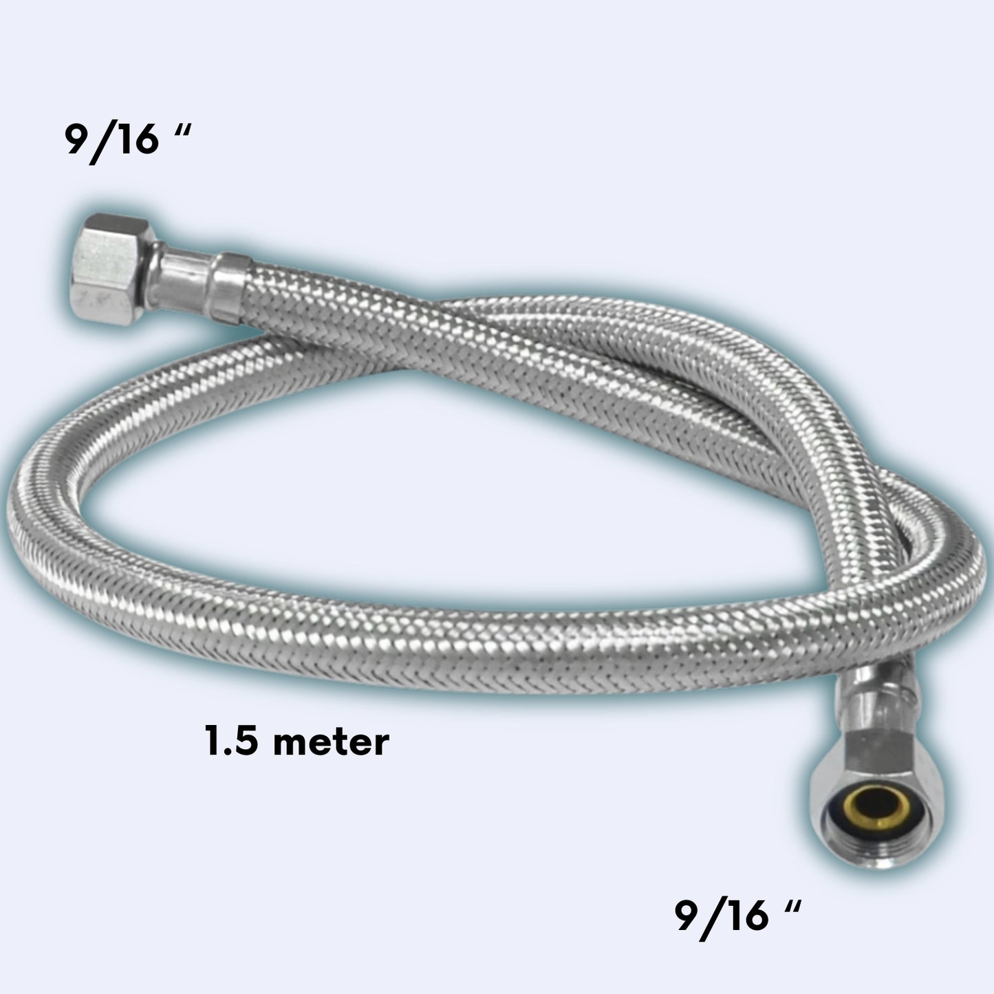 Real Bidets G9/16 inch Stainless Steel Bidet HOSE | 1.5 meter