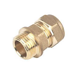 Brass Compression Adapting Male Coupler 15mm x G1/2" | Bidet Tee to Copper Pipe Connector