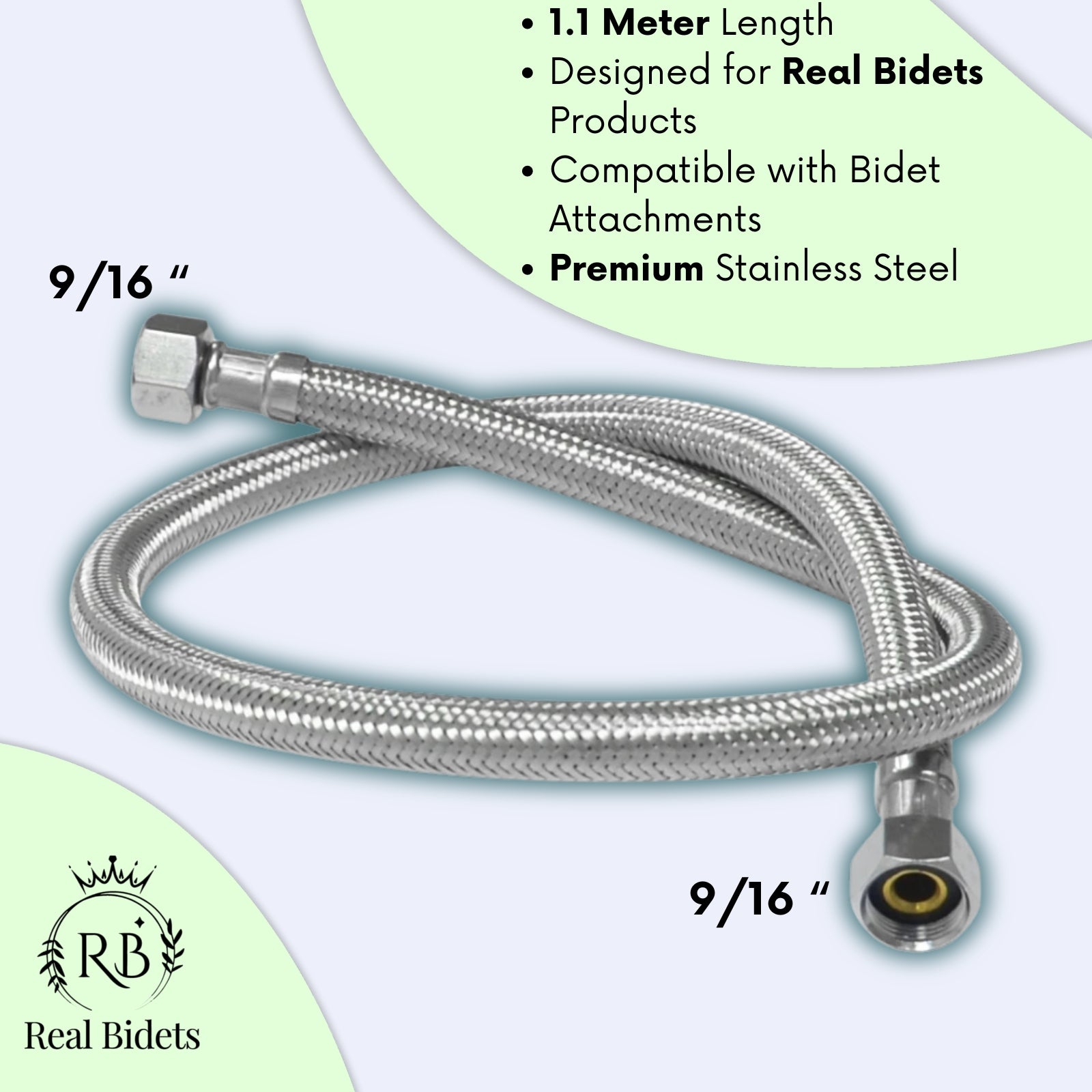 Durable Stainless Steel Bidet Hose - Real Bidets | Leak-Proof Design