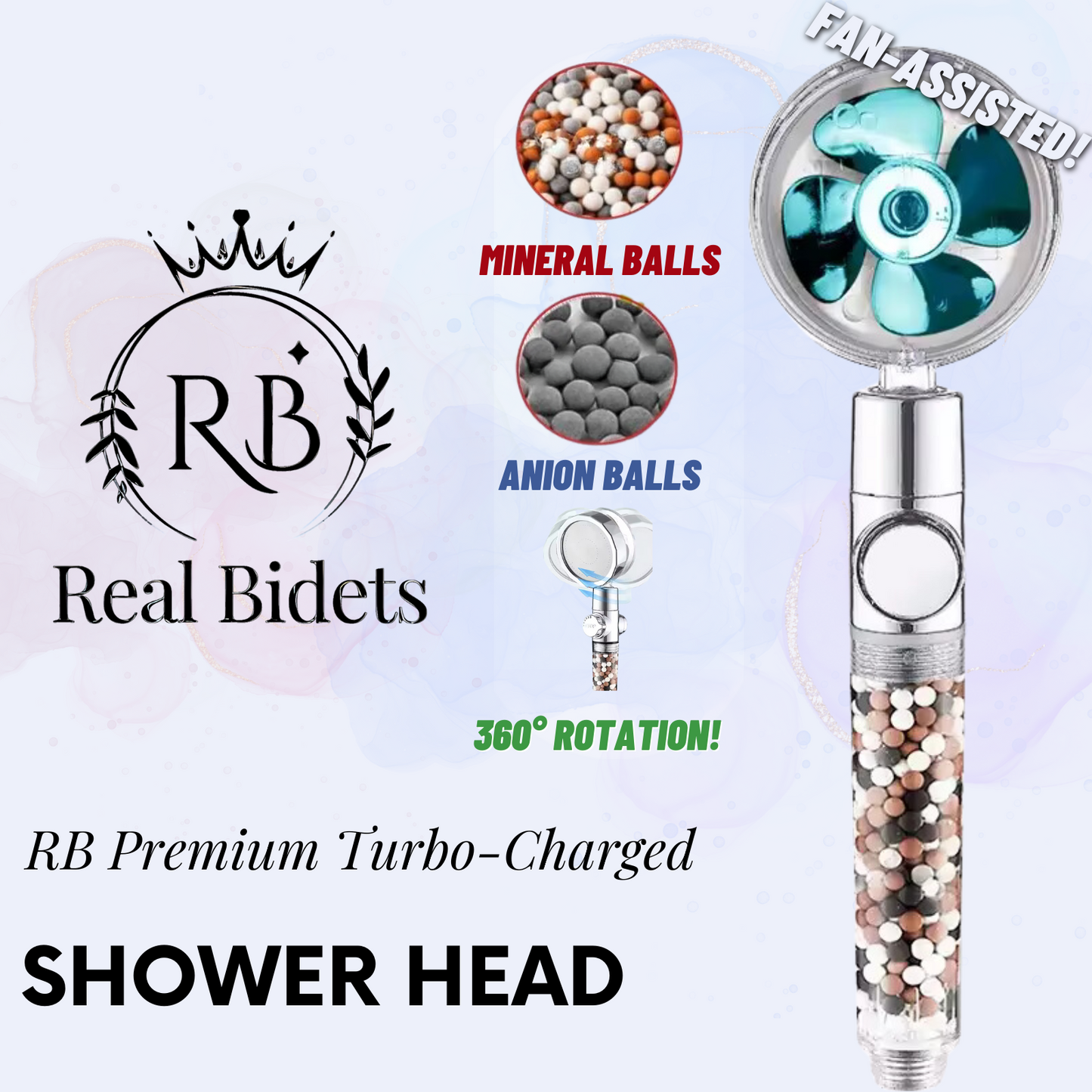 High-Pressure Rainfall Shower Head | Real Bidets | Luxury Water Experience