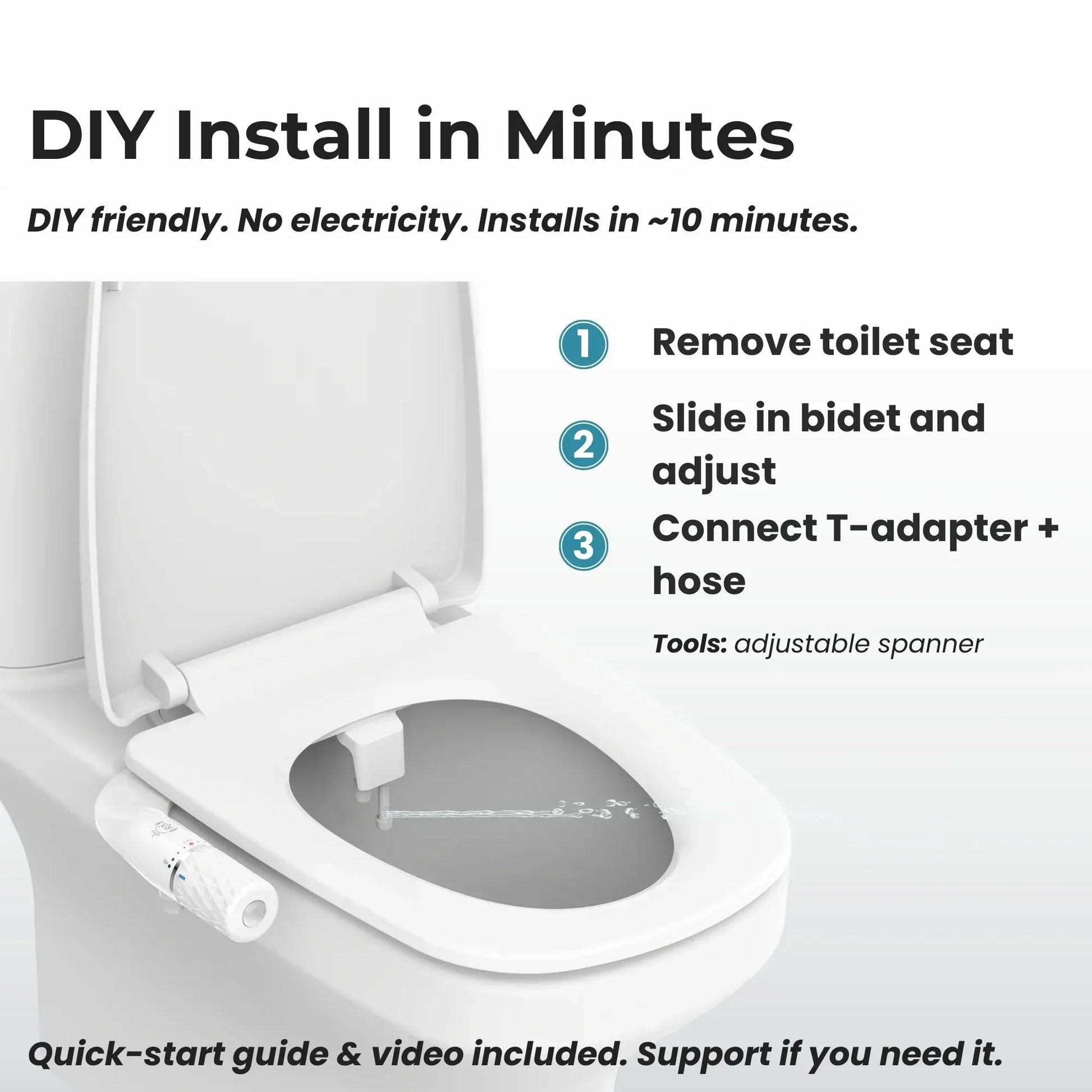 Non-Electric Bidet Attachment UK SPEC | Ultra-Thin Dual Nozzle | Real Bidets - Real Bidets