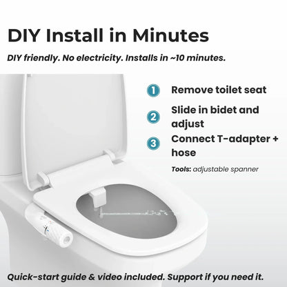 Non-Electric Bidet Attachment UK SPEC | Ultra-Thin Dual Nozzle | Real Bidets - Real Bidets
