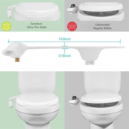 SAMODRA Ultra-Slim Bidet Toilet Seat Attachment – Adjustable Water Pressure – Brass Inlet – UK Fit
